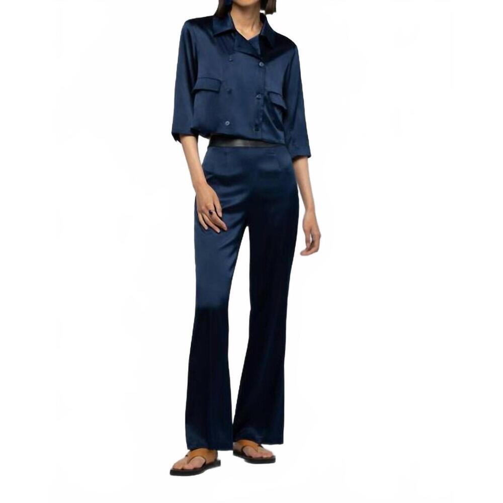 NEW MAX&MOI balicia silk pant with leather detail in marine